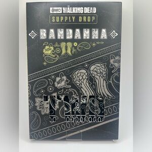 The Walking Dead Supply Drop Bandanna - Black with White & Olive Accent